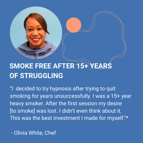 Testimonial of a client who is saying she is finally Smoke free after years of struggling thanks to hypnosis